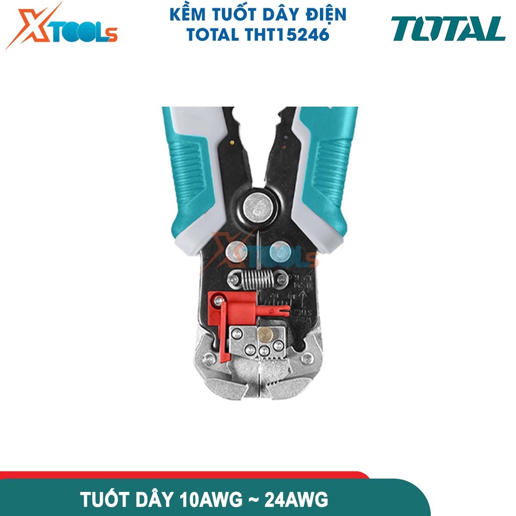Kìm tuốt dây điện tự động TOTAL THT15246 kìm đồ nghề đa năng 3 trong 1 có đầu dò điện cảm ứng tay cầm cao su kềm tước