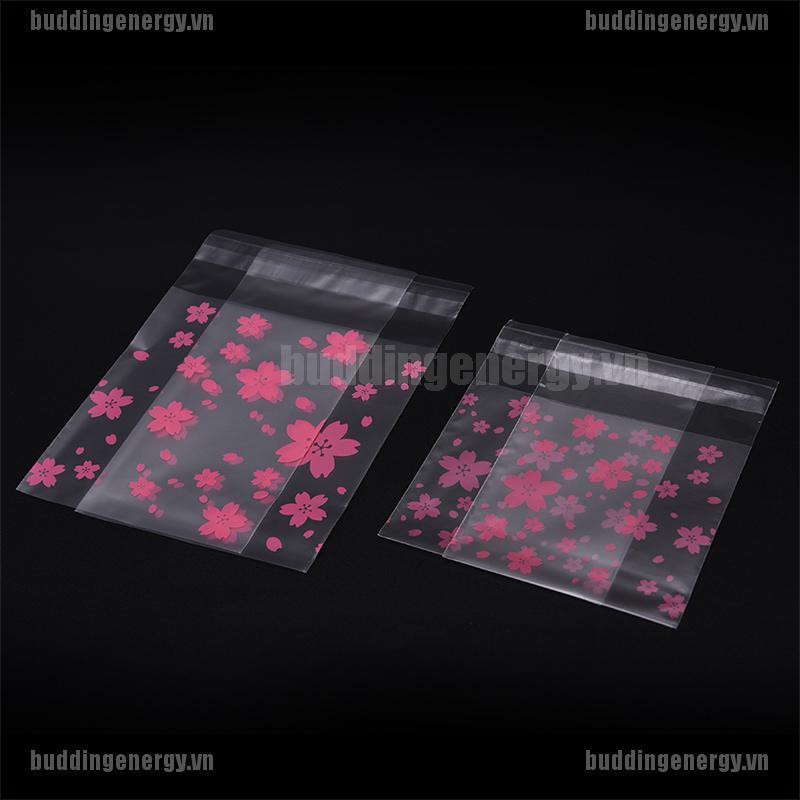 Bộ 100 Túi Nhựa Đựng Bánh Kem Hình Hoa Anh Đào Dễ Thương