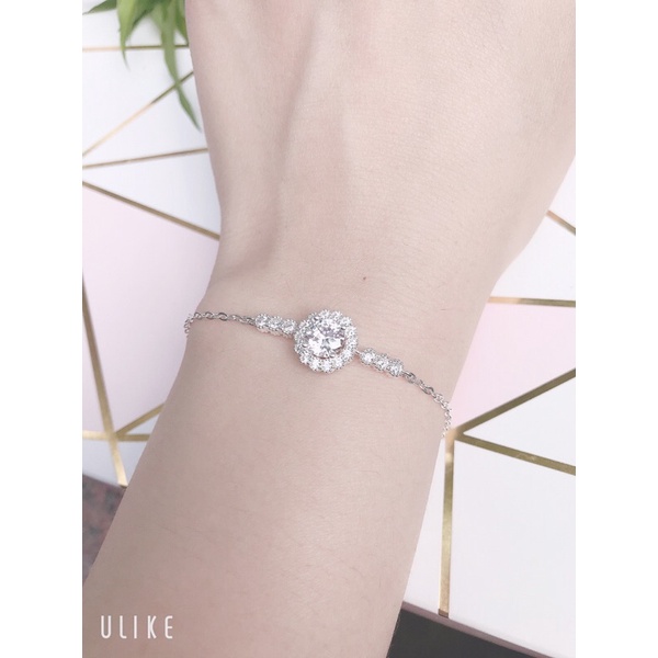 Lắc tay bạc nữ cao cấp hình tròn ôm đá, chuẩn lắc tay bạc S925 sang trọng nữ tính