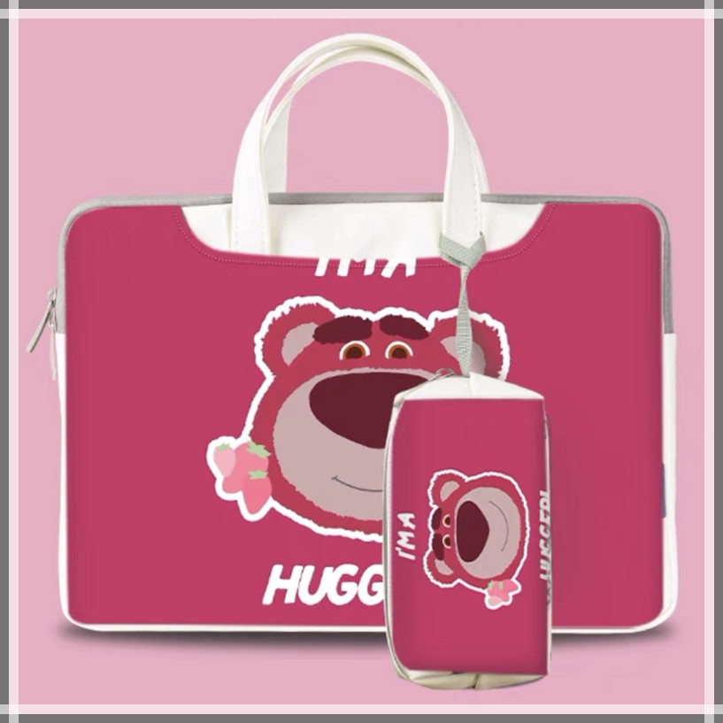 ⭐️Với Gói Điện⭐️Túi Da PU Đựng Laptop Chống Thấm Nước Họa Tiết Hoạt Hình Lotso 12 13 14inch 15 15.6Inch 17.3