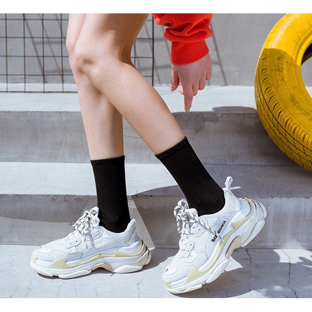 Tất Chữ XX Ulzzang - Vớ XX Gân Trơn Unisex - Tất cổ cao