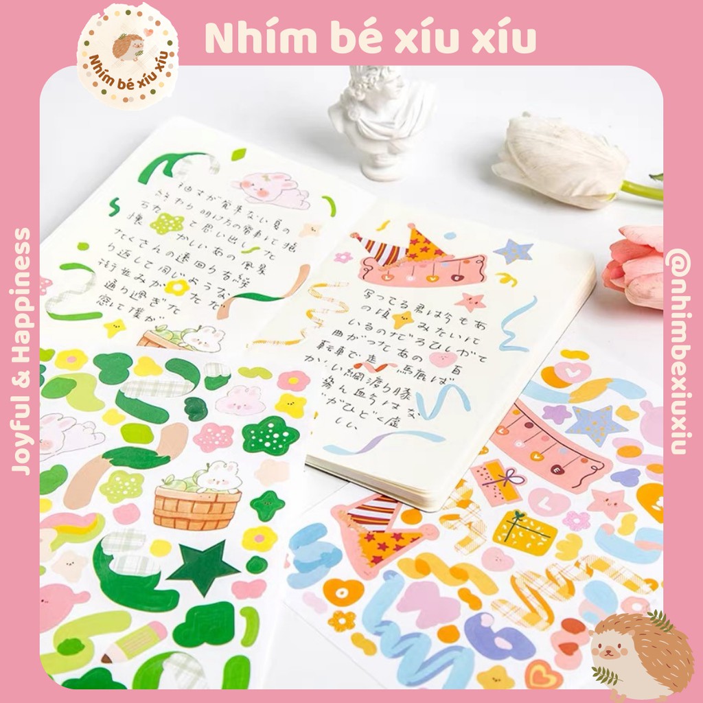 Sticker ruy băng LOVE IS SHINING confetti hologram trang trí sổ tay, Kpop journal VT248