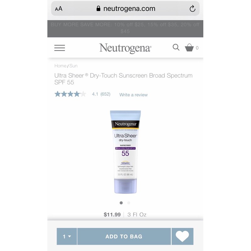 Kem chống nắng Neutrogena Ultra Sheer Dry Touch Sunscreen SPF 55 (88ml)