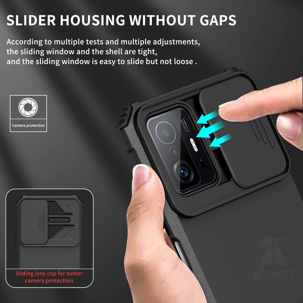 Ốp Điện Thoại Siêu Mỏng Chống Sốc Có Thanh Trượt Bảo Vệ Camera Cho Xiaomi 11T / 11T Pro / 11 Lite 5G NE / Redmi Note 10 Pro / 8 Pro