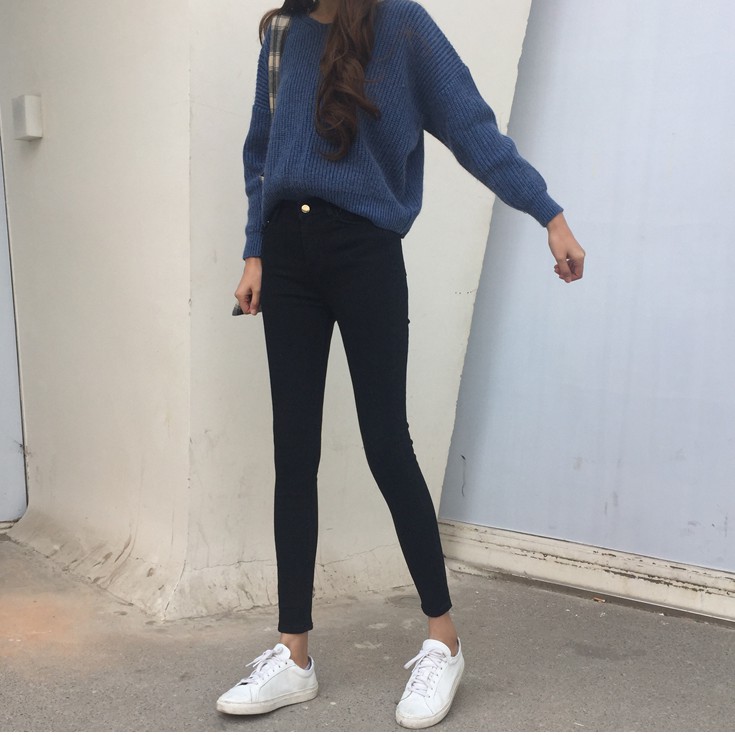 [SẴN] Quần jeans skinny lưng cao Ulzzang Quảng Châu QD63