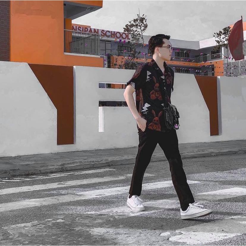 [CLIP THẬT] Áo sơ mi tay ngắn họa tiết BAD RABBIT tay lỡ, FORM UNISEX | BigBuy360 - bigbuy360.vn