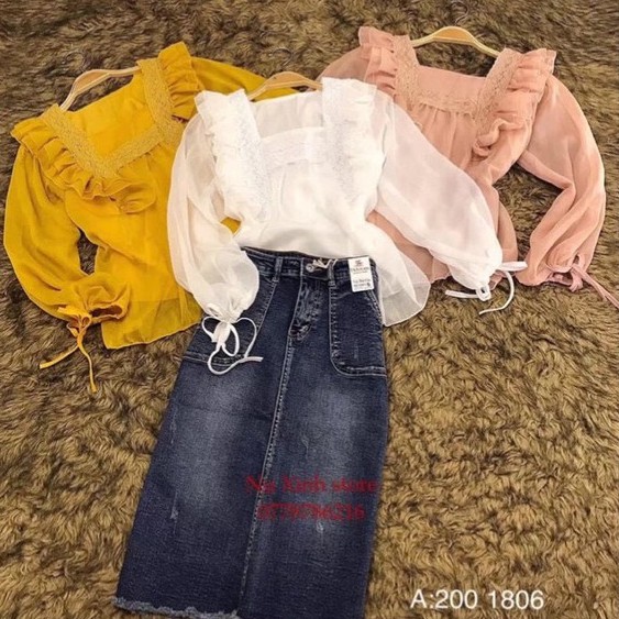 Áo Voan Bèo Dài Tay_Xưởng May Quang Anh