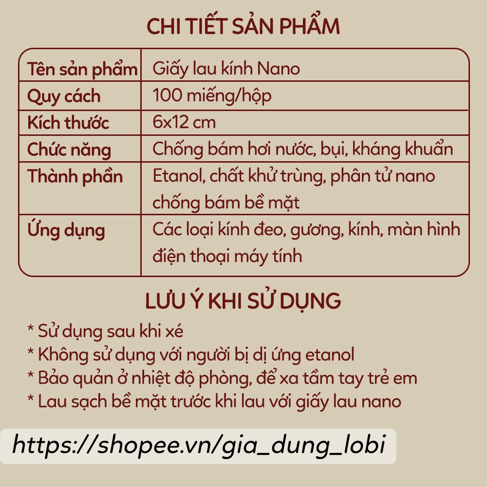 Khăn lau kính chống bám hơi nước hộp 100 miếng, khăn lau kính nano chống bám hơi nước vân tay kính mắt điện thoại