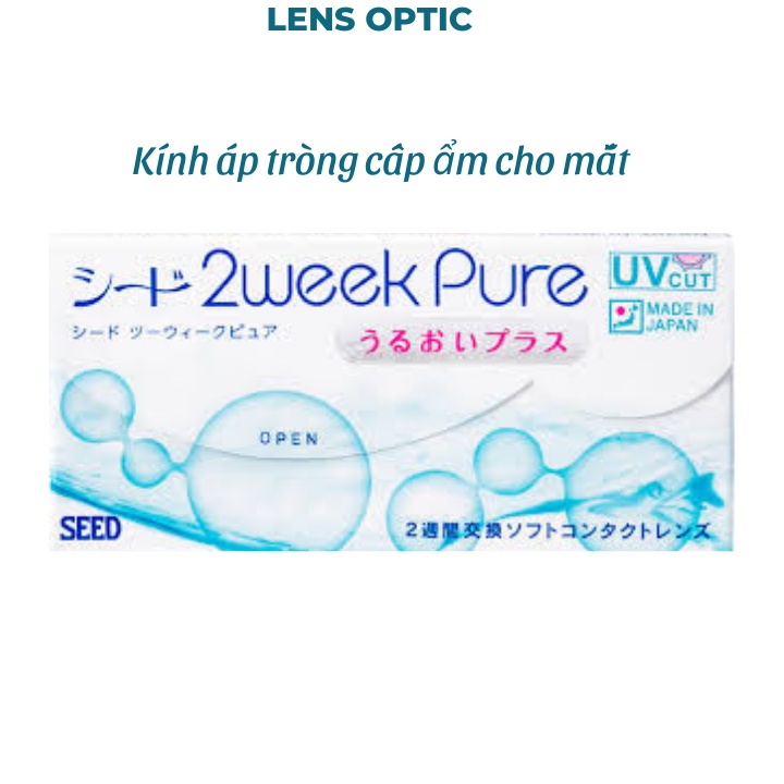 Kính áp tròng SEED 2 tuần không màu 2 Week Pure Up-1 hộp, lens mắt trong suốt có độ cận - Lens Optic