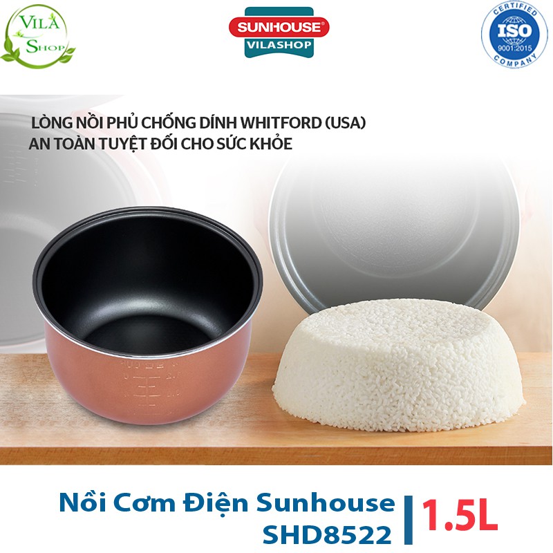 Nồi Cơm Điện, Nồi Cơm Đa Năng Sunhouse Happy Time HTD 8522G 1.2L - Vỏ Nhựa Cao Cấp, Có Quai Xách Tiện Lợi