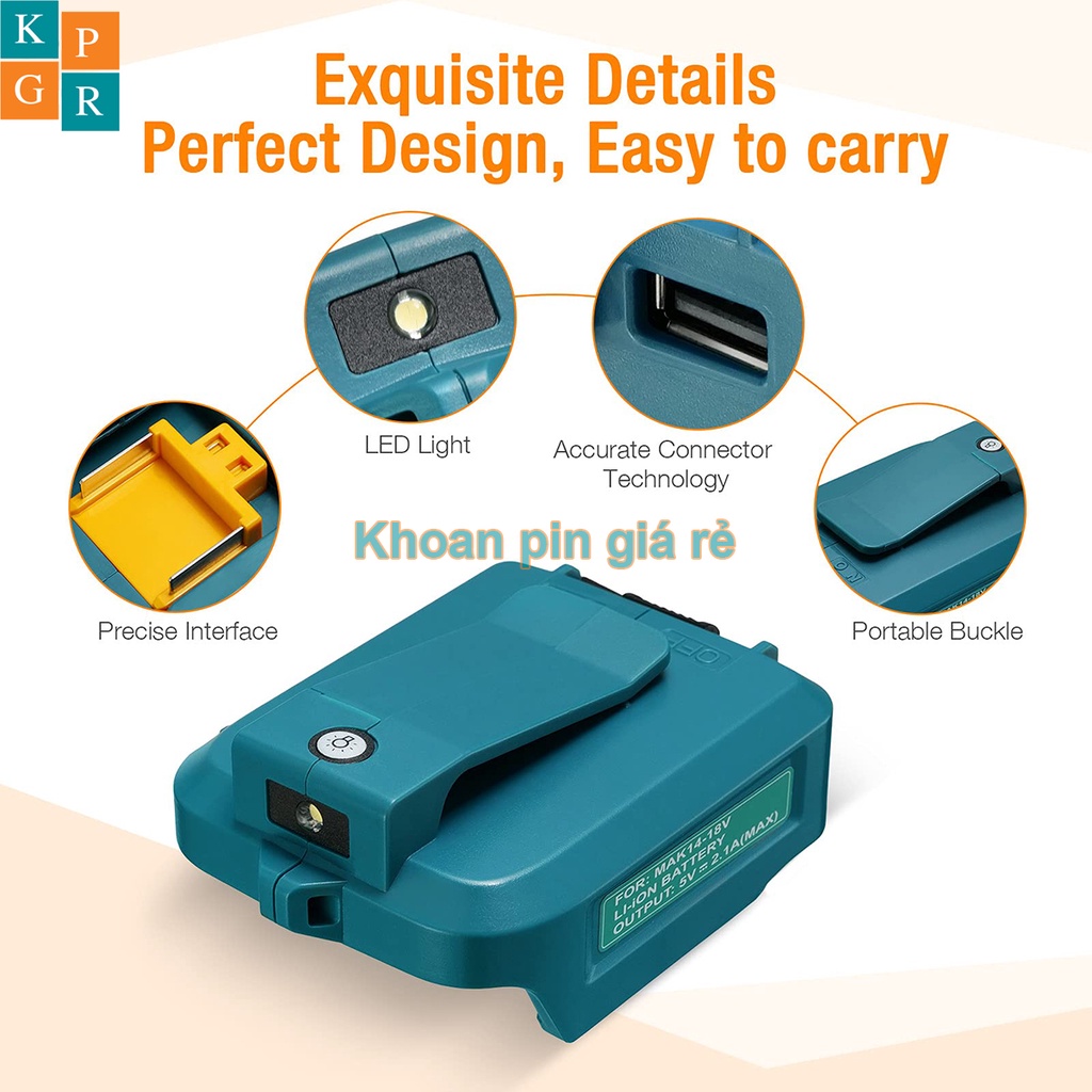 Đế chuyển pin makita 14V-18V sang Usb 5V sạc điện thoại