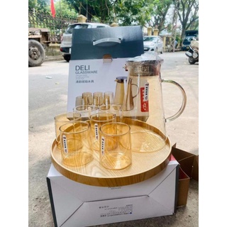 Set bình thủy tinh kèm 6 cốc