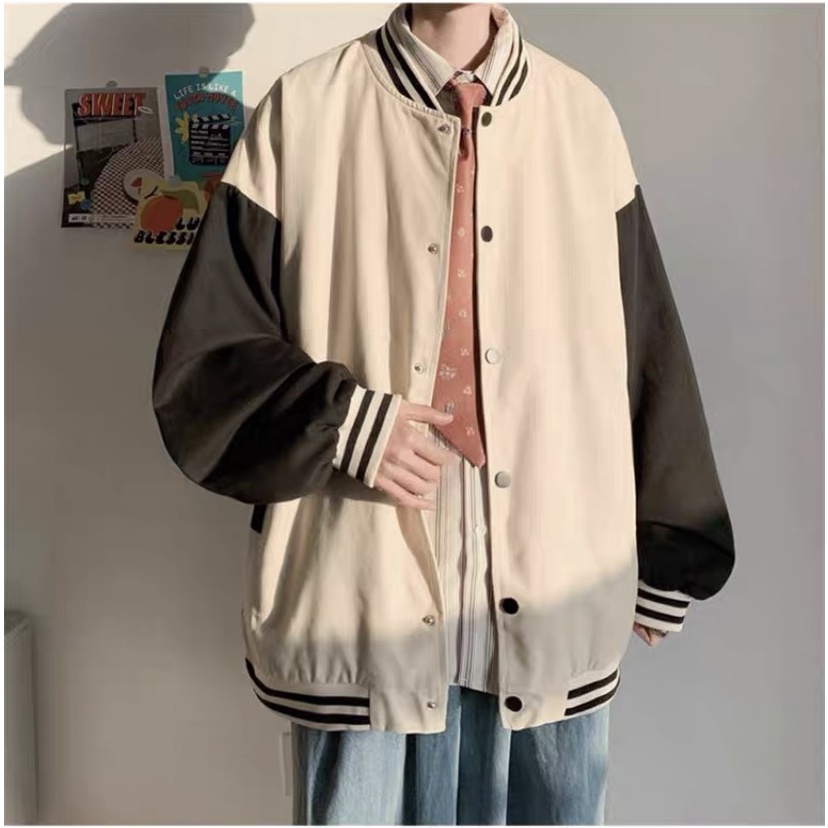 Áo Khoác Bomber Nam Nữ AHDIU Vải Dù Mero 2 Lớp Phối Nút Bấm Phong Cách Ulzzang Học Sinh Thời Trang Hot Trend Mới