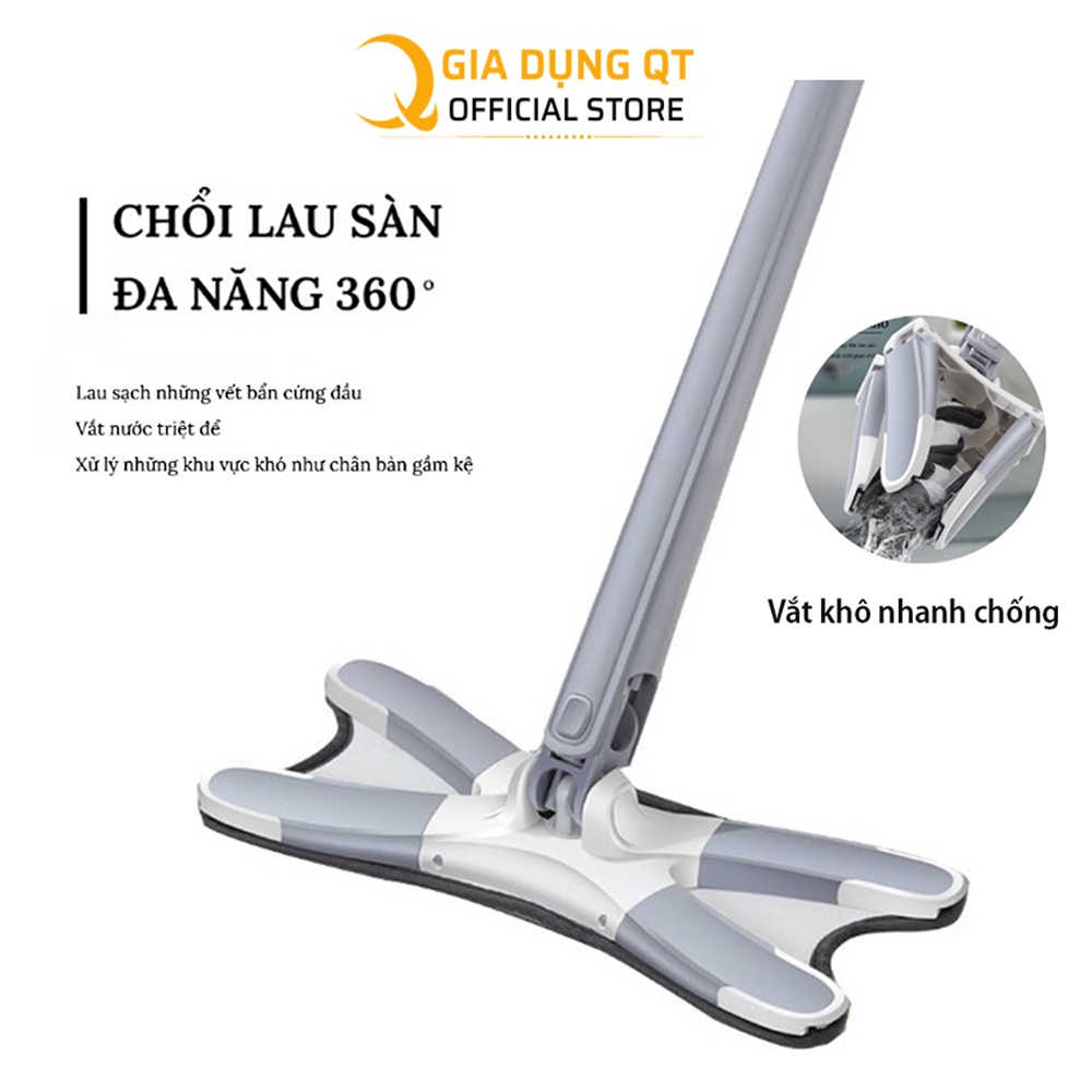 [Freeship] Cây Lau Nhà Thông Minh KIYOSHI Kèm Chổi Silicon Nhỏ Cây Lau Nhà Chữ X Tự Vắt Xoay 360 Độ - BẢO HÀNH 1 ĐỔI 1