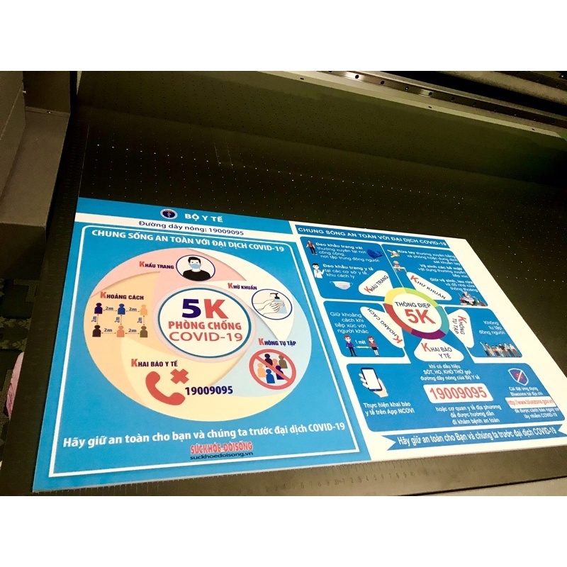 Poster - Bảng thông điệp 5k phòng chống dịch Chất liệu Decal bóc dán