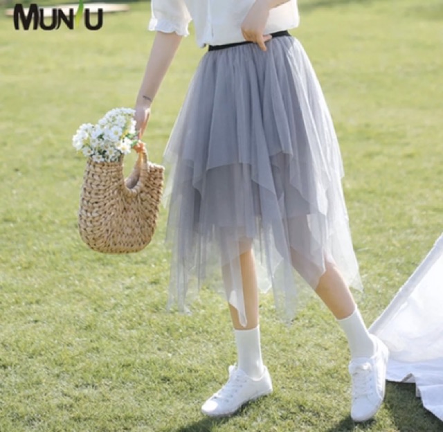 [ Mã WASTAPR giảm 10K đơn 50K] Chân váy lưới nhọn hình thật Freesize dưới 55kg- Carotshop | BigBuy360 - bigbuy360.vn