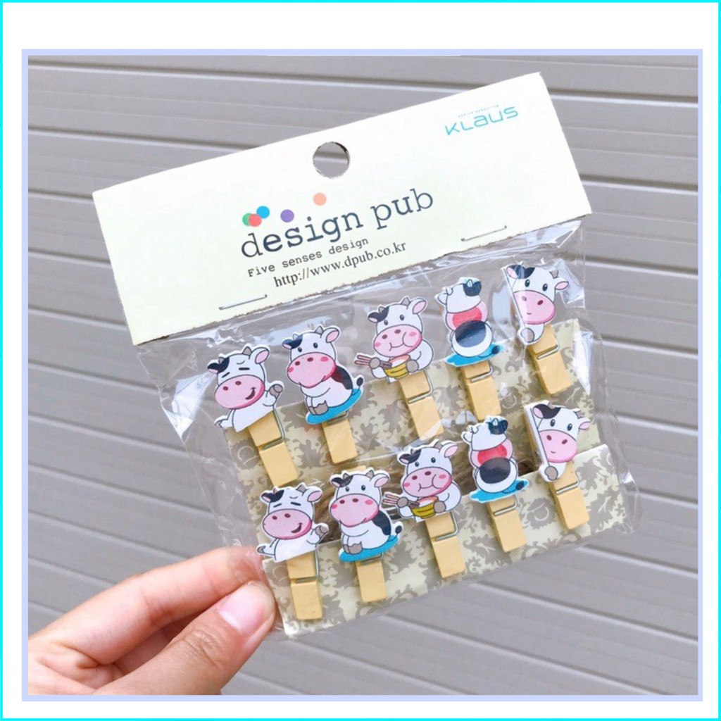 Set 10 kẹp ảnh gỗ treo ảnh trang trí tường kèm dây thừng 2m quà lưu niệm