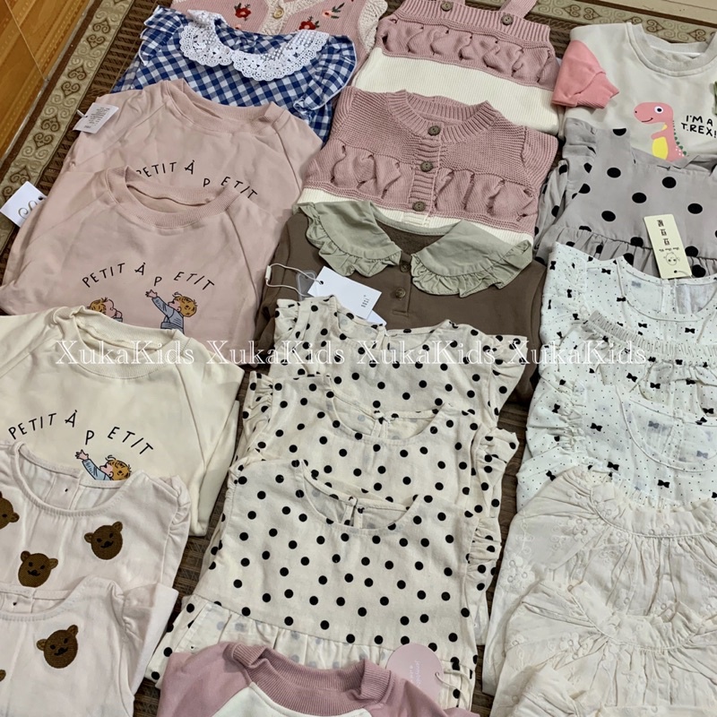 Bodysuit Dài Tay chấm bi pha ren bé gái Phong Cách Hàn Quốc Siêu Xinh [Jennybebe] Size 73-80-90