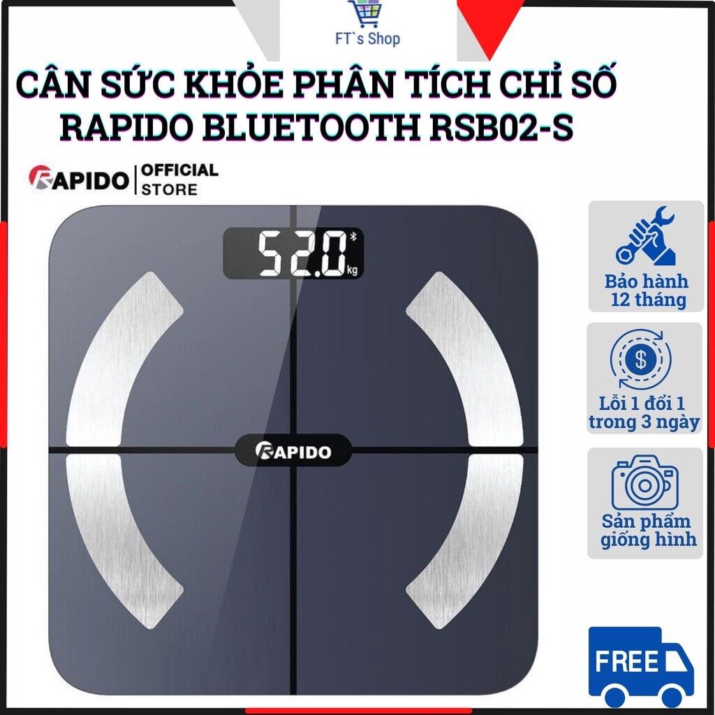 Cân sức khỏe điện tử chính hãng có Bluetooth bảo hành 1 năm đo 12 chỉ số cơ thể Dễ dàng sử dụng, độ chính xác cao
