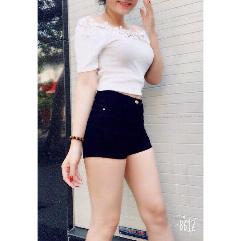 Quần short jeans kaki nữ màu trắng