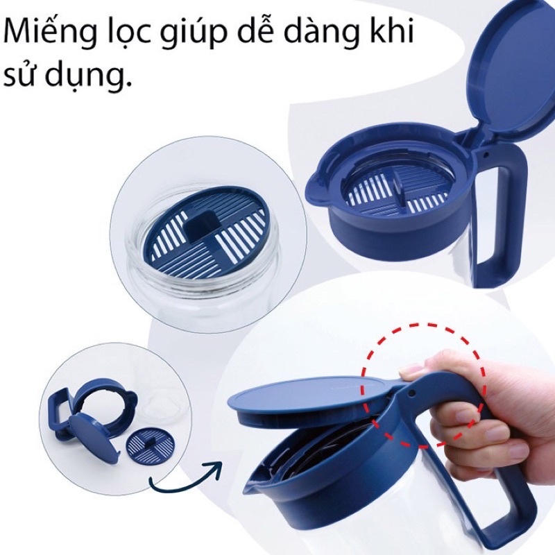 Bình Dựng Nước Thuỷ Tinh Quai Cầm Chắc Chắn Lock&Lock LLG619 1.3L Katigiadung