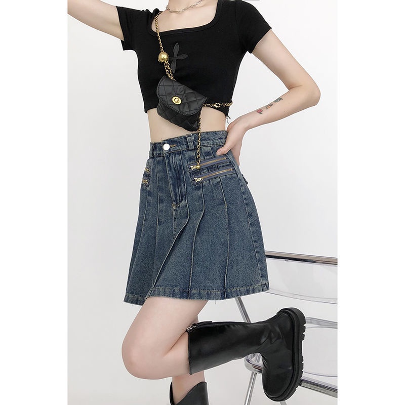 Chân váy jean COZOKC lưng cao dáng ôm dễ phối đồ trẻ trung