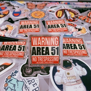 Decal ủi WARNING AREA 51 tổng hợp cá tính | Logo Sticker Patch in áo ủi trực tiếp lên vải