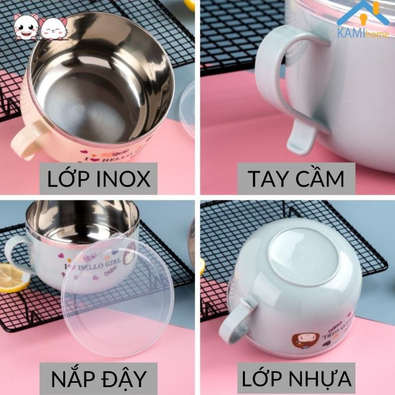 Bát nấu mì inox 2 lớp bên ngoài cách nhiệt