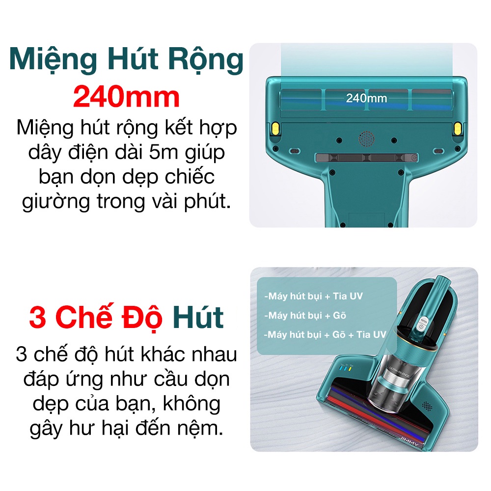 Máy hút bụi giường nệm JIMMY BX6 Dust mites vacuum cleaner 600W Máy hút bụi diệt khuẩn UV