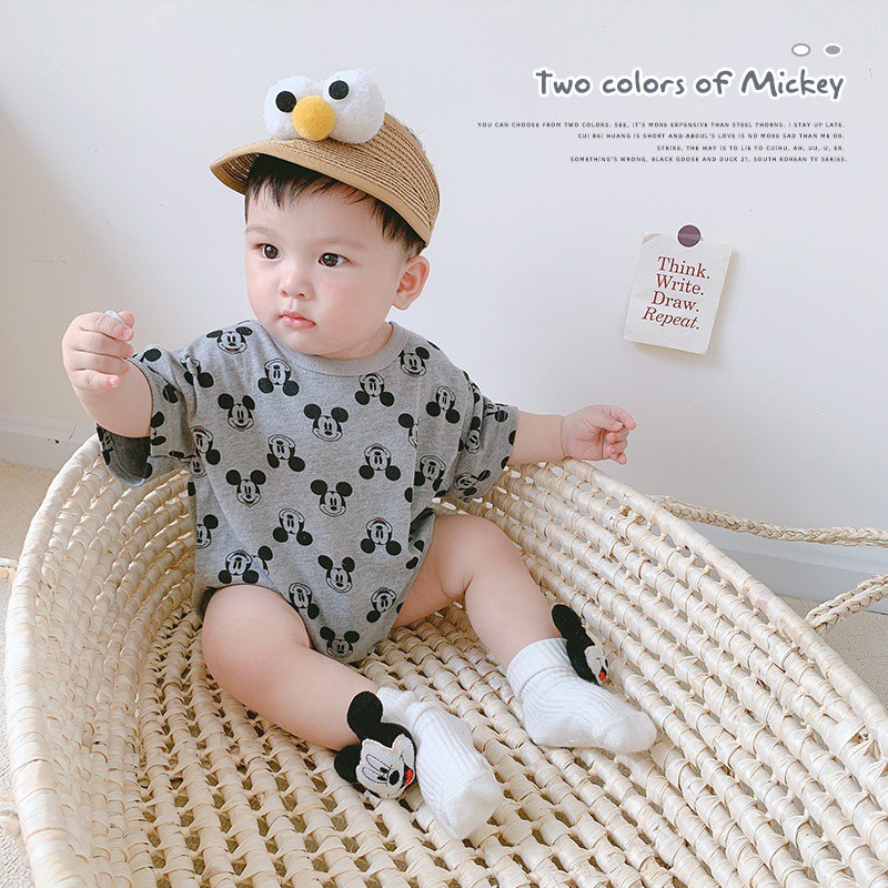 Áo liền quần họa tiết hoạt hình tay ngắn đáng yêu dành cho bé