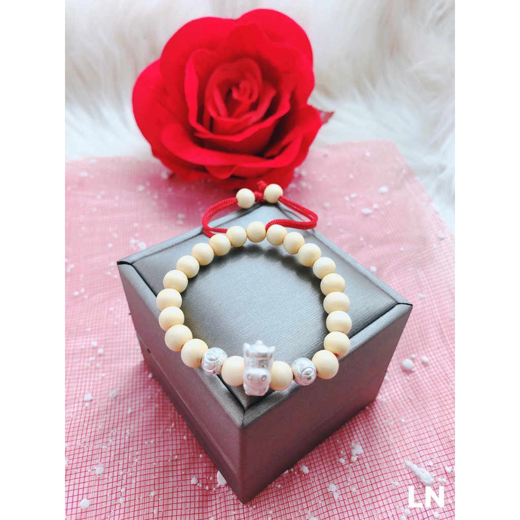 Charm bạc 12 con giáp - Vòng dâu tằm 12 con giáp làm theo yêu cầu dây chun hoặc dây rút chỉnh từ sơ sinh tới người lớn