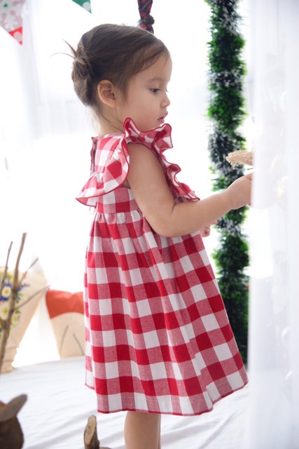 Váy kẻ đỏ Mine-HÀNG SALE KO ĐỔI TRẢ
