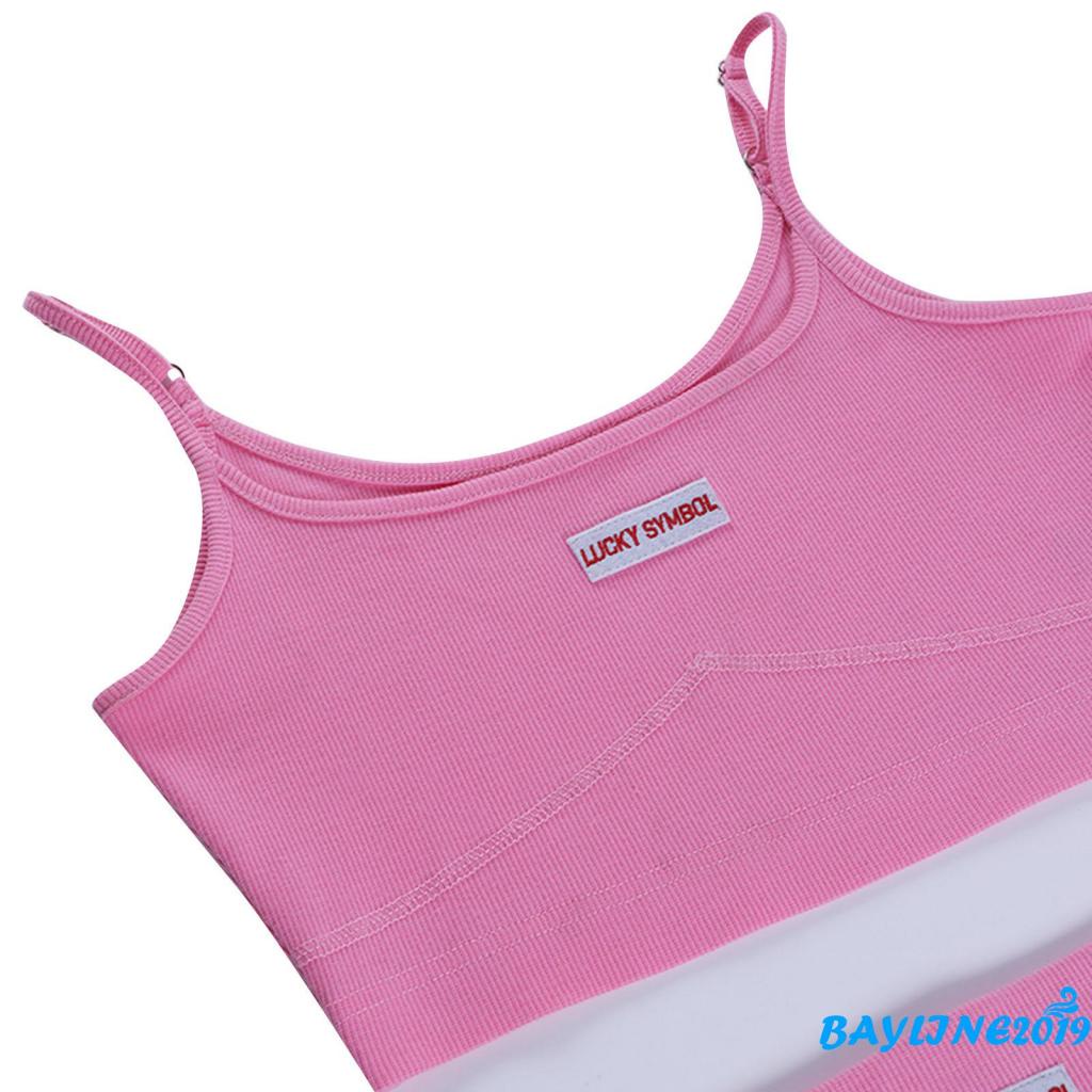 Set áo croptop sát nách cổ chữ U phối quần short màu hồng/đen/trắng thời trang cho nữ