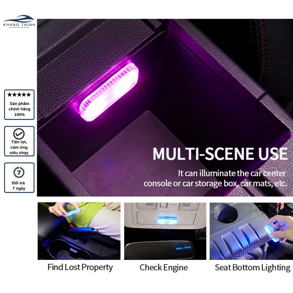 Đèn led cảm ứng xe máy, gắn trần xe hơi, đèn gầm ô tô, kèm cáp sạc chuyên dụng cao cấp Khang Thịnh