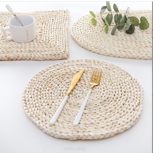 THẢM CÓI TRÒN phụ kiện trang trí chụp ảnh sản phẩm. Tấm lót cách nhiệt thảm lục bình decor bàn ăn, bình hoa