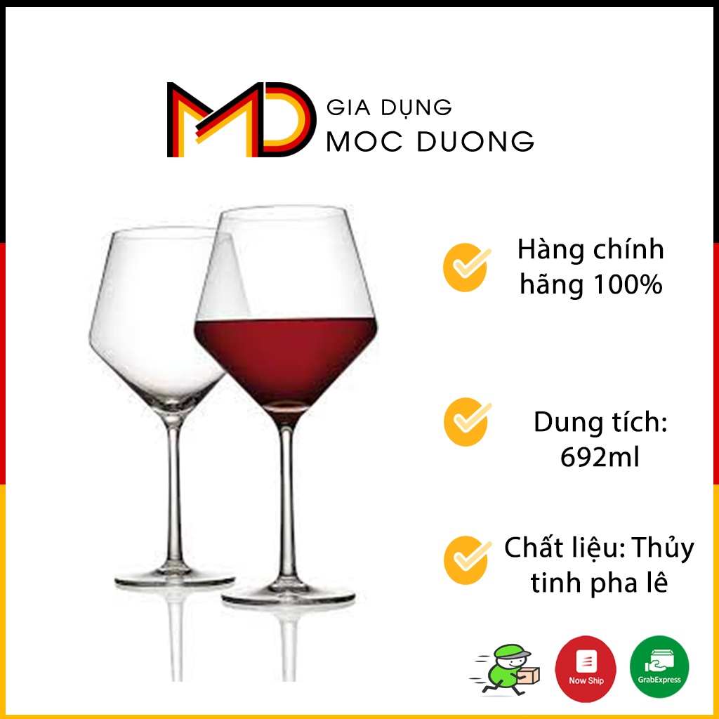 Set 2 ly uống rượu Zwiesel Pure Red Wine 122322 Burgundy 692ml - CHÍNH HÃNG