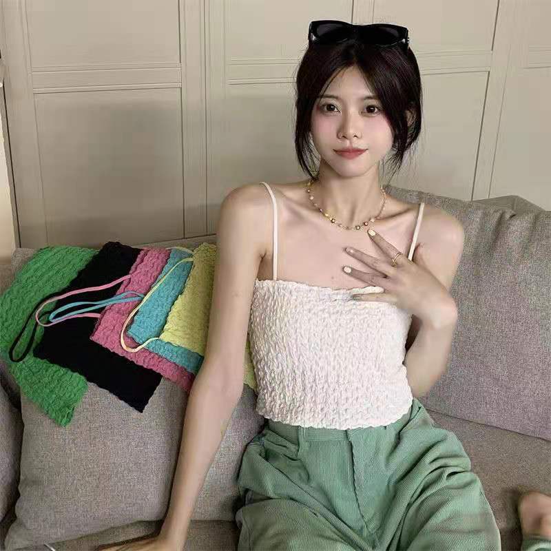 Áo Croptop Hai Dây Sợi Bún Cotton Đệm Mút Nâng Ngực DAN L&amp;U 702