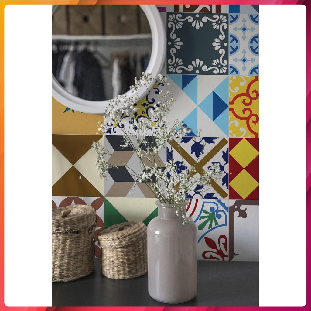 Decal Dán Tường Họa Tiết Gạch Bông Vintage Siêu Đẹp Shop Châu, Chất liệu cao cấp từ Đài Loan, nhiều mẫu mã (DGB-033)