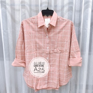 Bigsize Áo sơ mi caro hồng A25