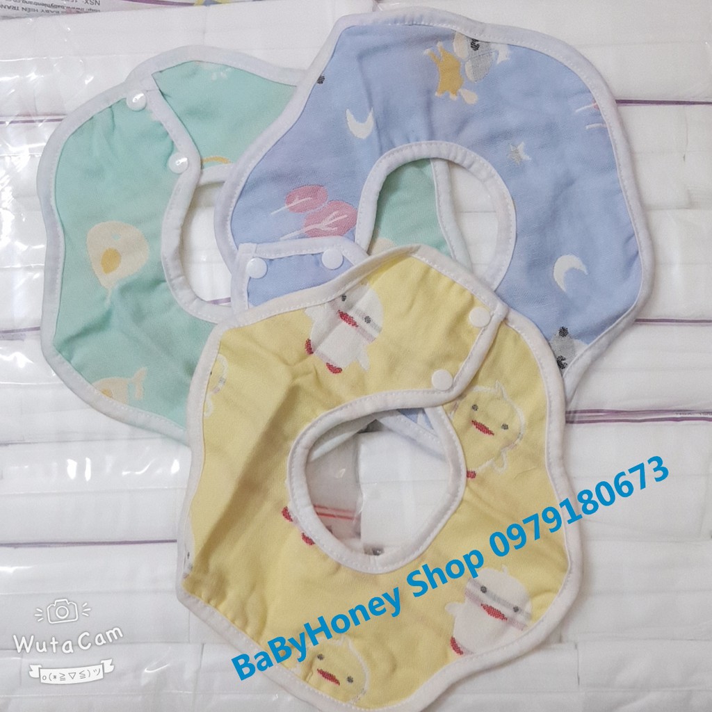 Yếm Tròn Sợi Tre ,Yếm Xô 6 Lớp Siêu Thấm Hút Dày Dặn Dành Cho Bé