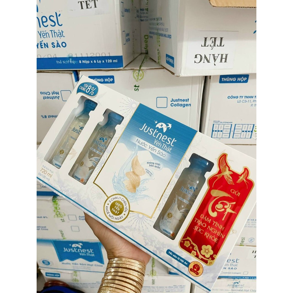 Hàng Cty Nước Yến Thật Justnest HỘP (6 lọ x 120ml) TẶNG KÈM TÚI XÁCH GIẤY | BigBuy360 - bigbuy360.vn