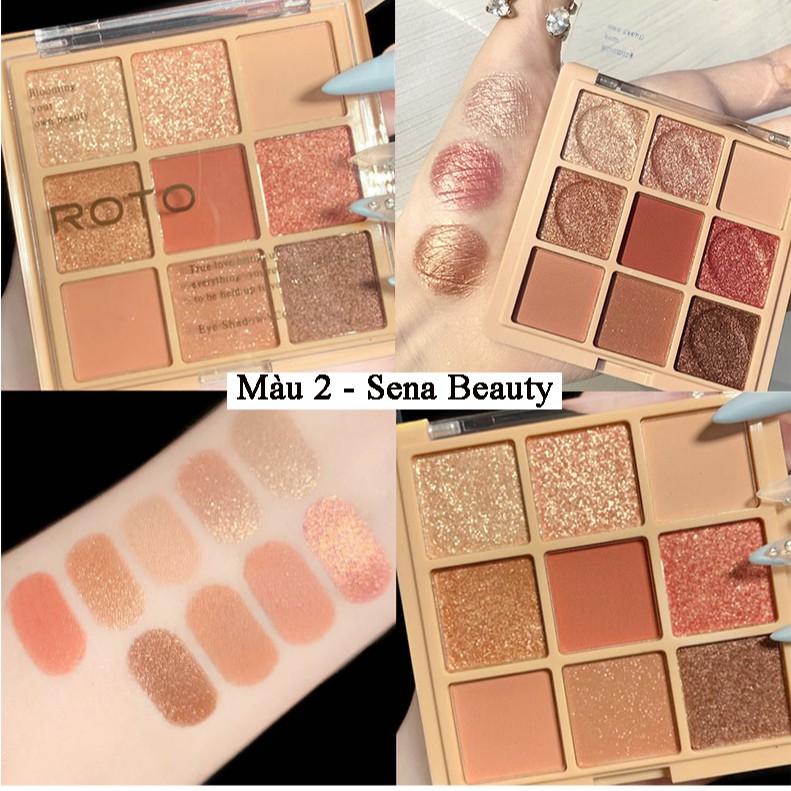 Bảng phấn mắt nhũ lì 9 ô lấp lánh Roto Eyeshadow Senabeauty | BigBuy360 - bigbuy360.vn