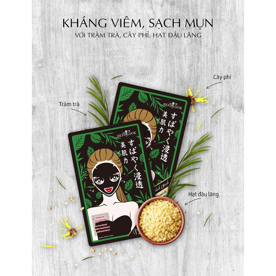 Mặt nạ tràm trà Sexy Look Anti Blemish Black Facial Mask