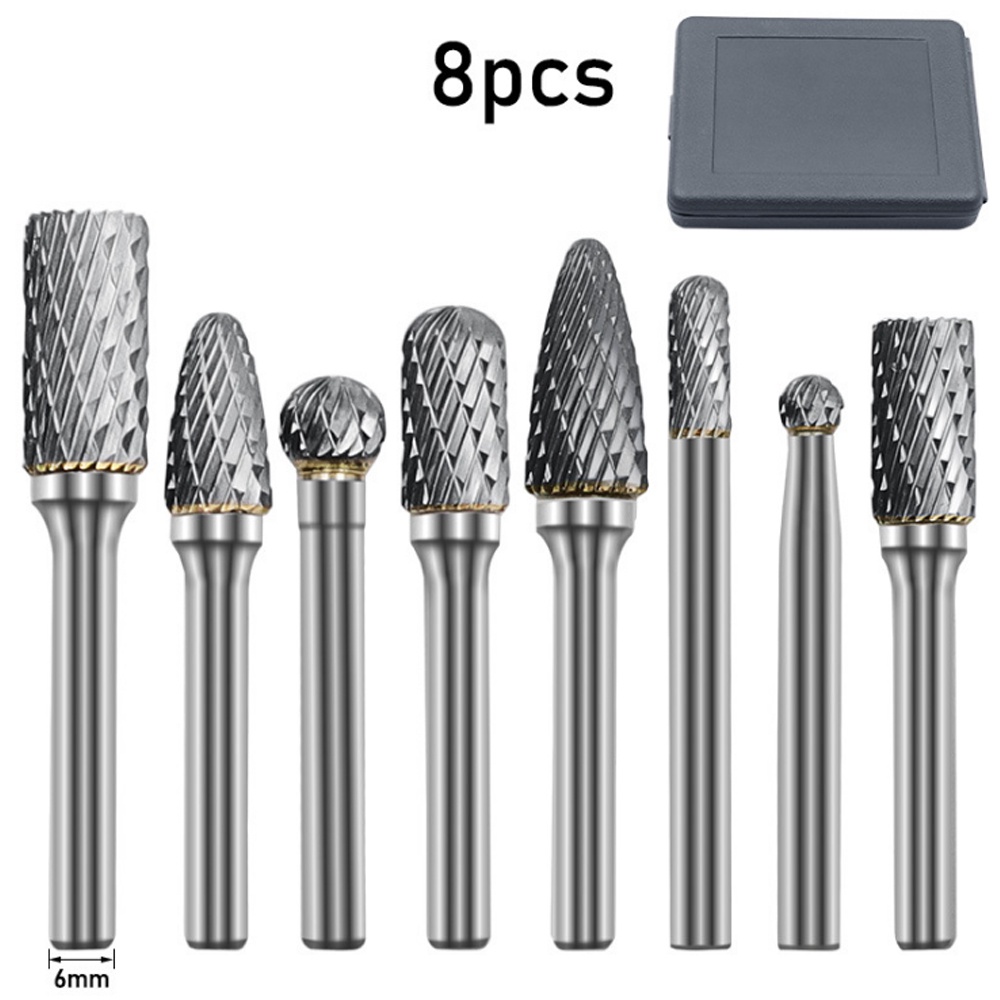 Bộ 8 đầu mài đánh bóng bằng thép vonfram hai rãnh 6mm