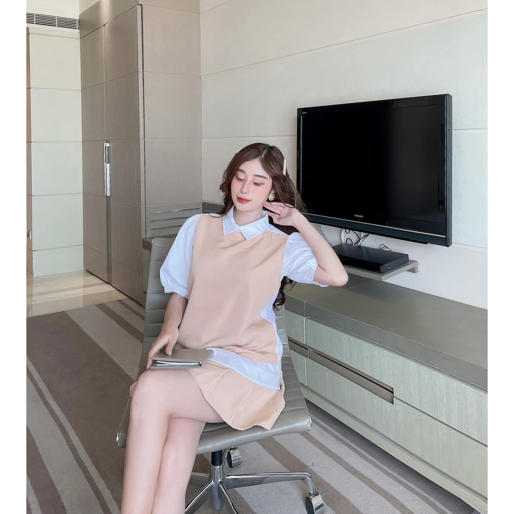 [HÀNG THIẾT KẾ CAO CẤP] Set Sơ Mi Chân Váy Ngắn Học Sinh Dễ Thương Màu Đen