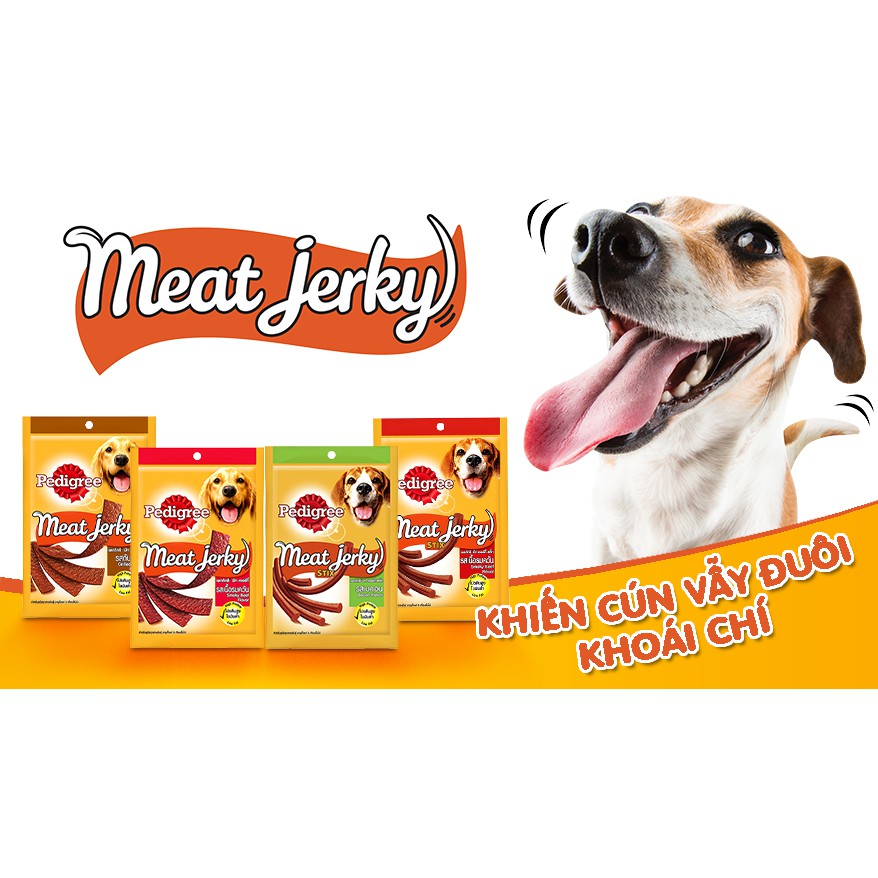 Bộ 3 thức ăn vặt cho chó Pedigree Meat Jerky vị gà xông khói dạng que 60g