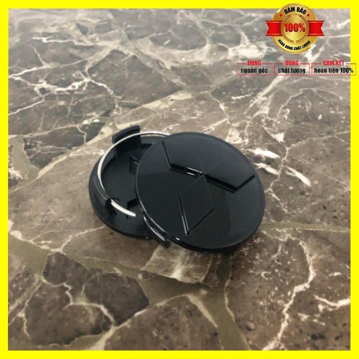 Logo chụp mâm, ốp lazang bánh xe ô tô Mitsubishi MTS60 đường kính 60mm - 01 chiếc