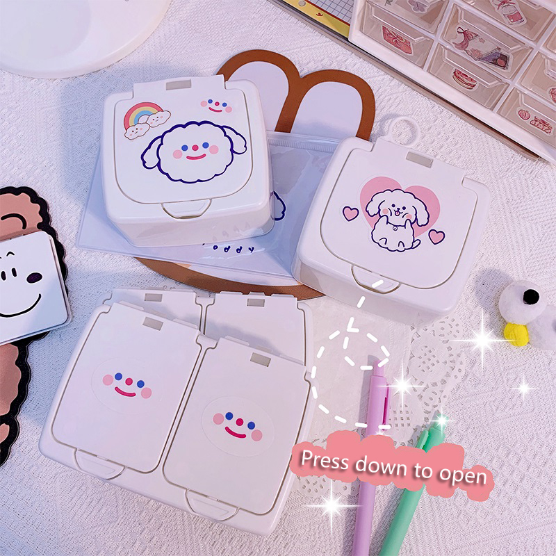 Mini Cartoon Button Type Desktop Stationery Storage Box DIY Girl Hair Accessory Box