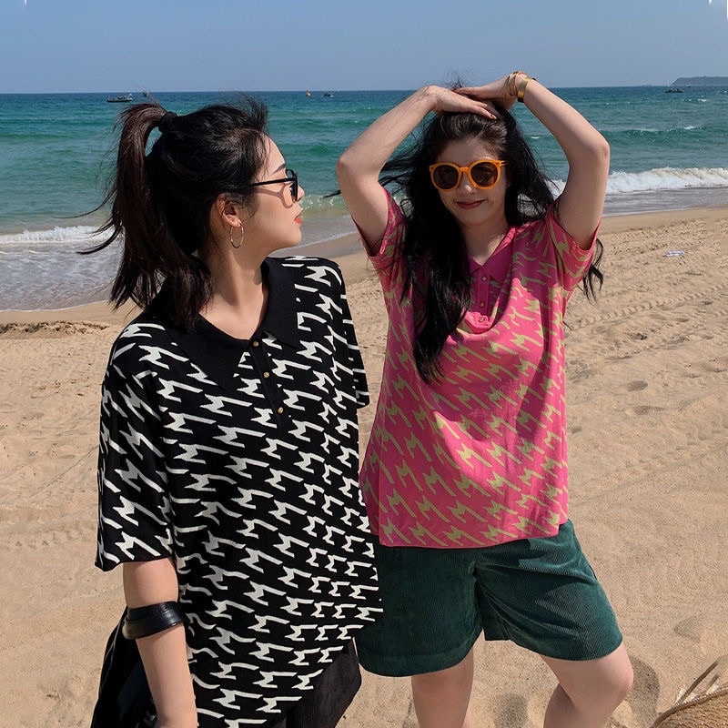 Áo polo họa tiết ziczac mẫu mới ulzzang | BigBuy360 - bigbuy360.vn