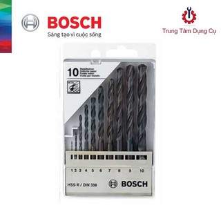 Bộ 10 mũi hss-r din338 ø 1-10 mm bosch 1609200203